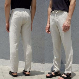 Ralph  Lauren Cream Premium Pure Linen TrackPant