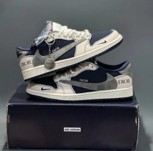 Diorr Air Jordan Retro 1 X Travis Scott Navy Blue 209