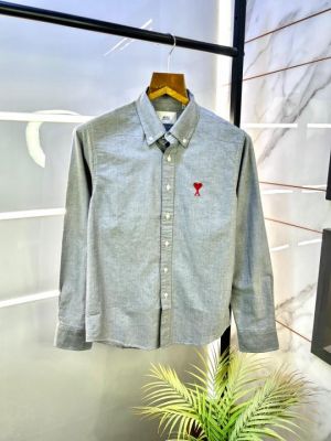 Ami Paris Dark Gray Embroidery Logo Premium Shirt (1807)