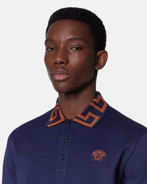 Versace Navy Imported Collar Neck Premium Polo T-shirt F2635-N2