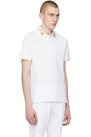 Versace White Imported Collar Neck Premium Polo T-shirt F2635-W1