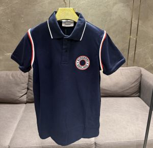 BURBERR_Y NAVY BLUE PREMIUM EMBORSSED POLO
