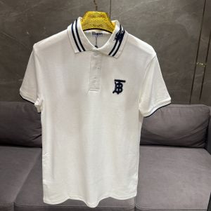 BURBERR_Y WHITE PREMIUM COLLAR IMPORTED POLO