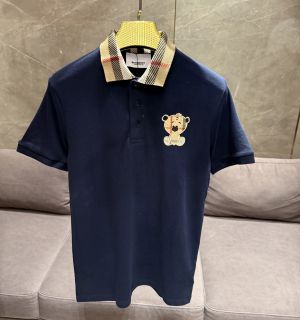 BURBERR_Y NAVY BLUE  PREMIUM COLLAR IMPORTED POLO