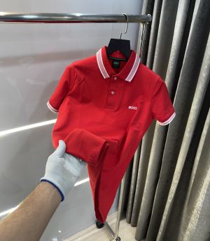 Hugo  Boss Red Collar Look Premium Polo T-Shirt
