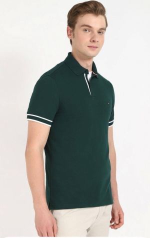 Tommy  Hilfiger Bottle Green Logo Work Premium Polo T-Shirt