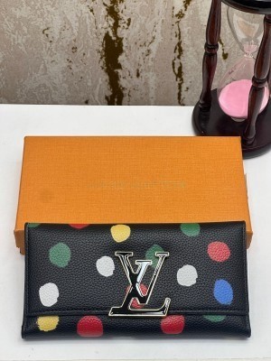 LOUIS_VUITTON YAYOI KUSAMA COLLABORATION PORTEFEUILLE CAPUCINES LONG WALLET BLACK (M1983-55)