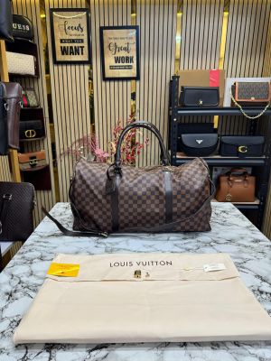 Louis_Vuitton Premium Quality Keepall Duffle Bag With Dust Bag (brown checks)