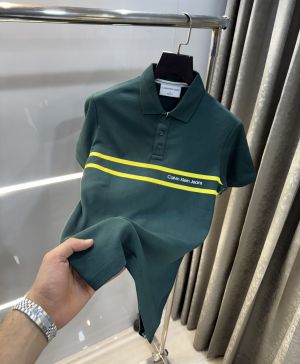 Calvin  Klein Green Printed Premium Polo T-Shirt