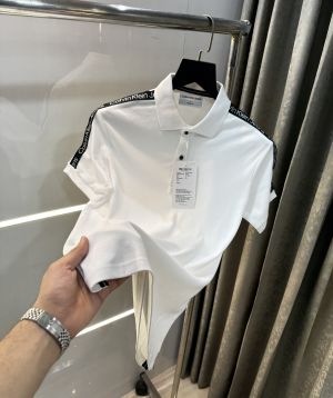 Calvin  Klein White Shoulder Logo Premium Polo T-Shirt