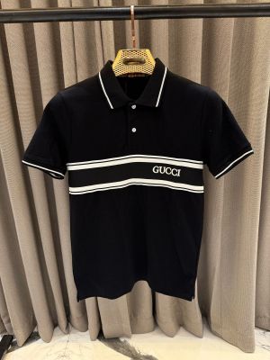 Gucc_i Chest Logo Polo T-shirt Black 