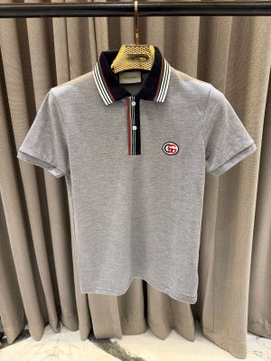Gucc_i Chest Logo Polo T-shirt Grey