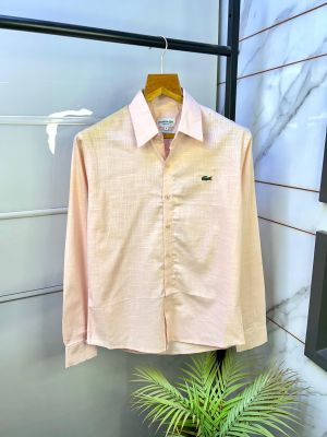 Lacost e Pink Oxford Lycra Embroidery Logo Premium Shirts F2708-PI
