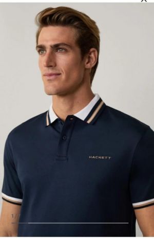 Hacket t Navy Premium Polo T shirt With 240 gsm interlock cotton lycra fabric and Collar Design with Logo Printed 2526