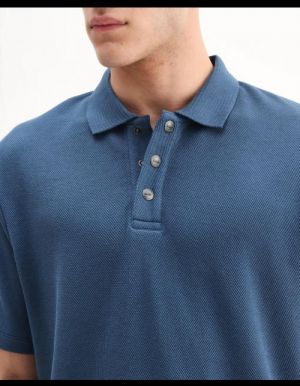 Rare Rabbit InkBlue Premium Imported 240GSM Interlock Cotton Lycra Fabric Polo with Emboss Logo 2702