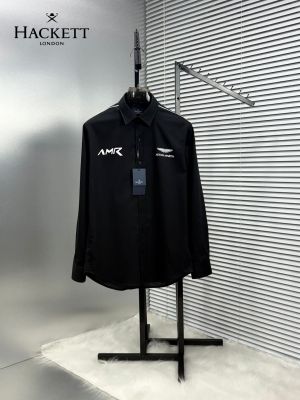 Hacket Black Premium Shirt Oxford Cotton With custom Branded Button Tagging And Brand Poly Bag 2795