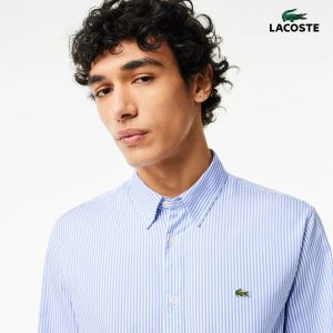 Lacost e Sky Blue Premium Shirt Oxford Cotton With custom Branded Button Tagging And Brand Poly Bag 2804