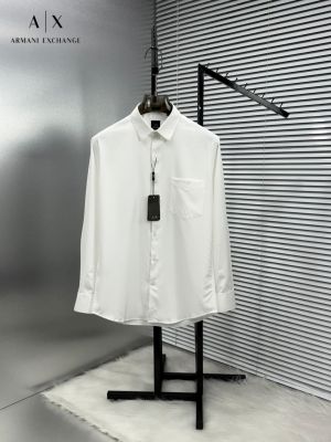 Arman i Exchange White Premium Korean Lycra Imported Fabric Shirt With custom Branded Button Tagging and Pocket Embroidered Logo with Brand Packing 2798