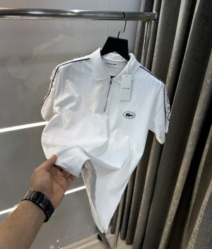 Lacost e White Shoulder Logo Premium Polo T-Shirt