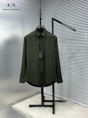 Arman i Exchange Green Premium Korean Lycra Imported Fabric Shirt With custom Branded Button Tagging and Pocket Embroidered Logo with Brand Packing 2801