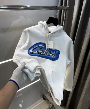 Coac h White Logo Print Imported Hoodie