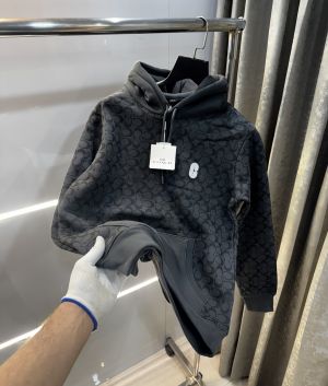 Coac h Grey Monogram Print Imported Hoodie