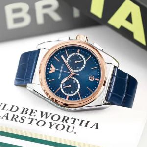 Emporio Arman_i Blue silver gold All chronograph working W68