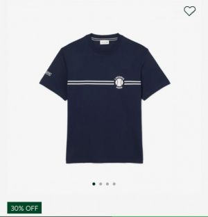 Lacost e Navy Premium Imported 200 GSM Interlock Lycra Fabric Round Neck Printed Logo Tshirt 2662