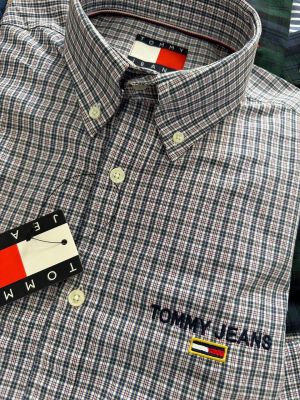 TOMMY HILFFIGER SMALL CHEKERED SHIRT BROWN