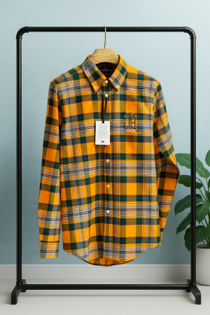TOMMY HILLFIGER ORNAGE CHECHERD SHIRT