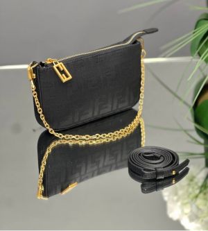 Fendi_Baguette_FF_Jacquard_Chain_Pouch_Shoulder_Bag_With_Box_Dustbag_Slingchain_Slingbelt_Card