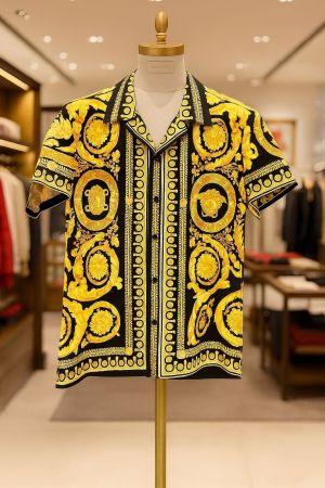 VERSACEE BOROCCO SHIRT IMPORTED HALF SLEEVES gold