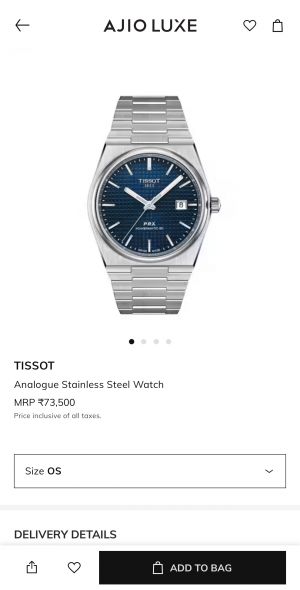 Tisso t PRX Silver-Blue Open Back Premium Watch