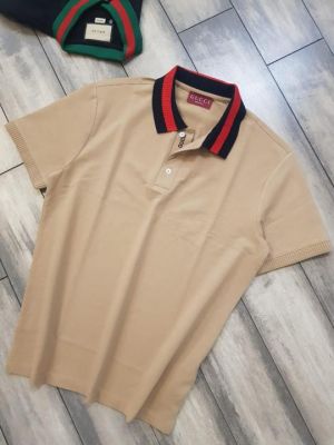 Gucc i Beige Premium Polo T shirt With 240 gsm interlock cotton lycra fabric and Collar Design 2425