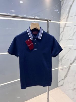 Gucc i Navy Premium Polo T shirt With 240 gsm interlock cotton lycra fabric with Collar Design and Emboss Logo 2630