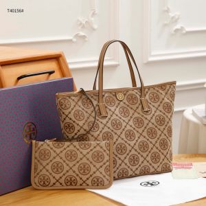 Tory_Burch_T Monogram Tote With OG Box & Dust Bag & Extra Pouch (Brown - 634)