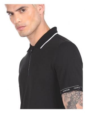 Calvin  Klein Black Zip Premium Polo T-Shirt