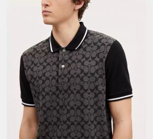 Coac h Black Monogram Imported Polo T-Shirt