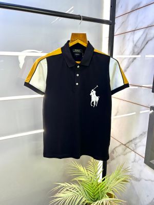 Ralph_Lauren Polo Black Back Print Premium Collar Neck T-shirt F2678-BL