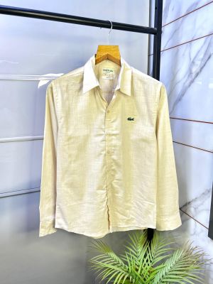 Lacost e Beige Linen Embroidery Logo Premium Shirts F2708-BE