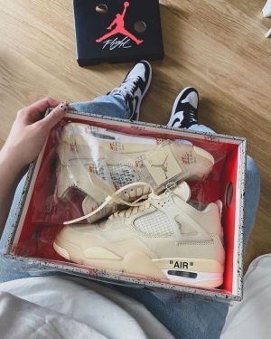 Nik_e Jordan Retro 4 Of_f White SAIL CREAM Men Shoes