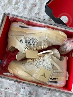Nik_e Jordan Retro 4 Of_f White SAIL CREAM Women Shoes