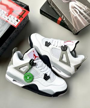 Nik_e Jordan retro 4 WHITE CEMENT Men Shoes