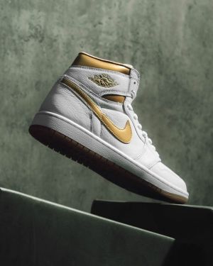 Nik_e Air Jordan 1 Retro High OG Metallic Gold Men Shoes