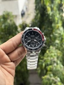 Fossi l Silver-Black Pepsi Dial Chronograph Metal Watch