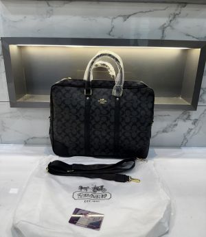 Coac h Black Monogram Luxury Laptop Bag