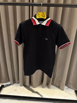 SALE Lacost_e Chest Logo Polo T-shirt Black