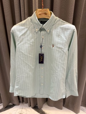 SALE Ralph_Lauren Chest Logo Lining Full Sleeves Shirt Sea Green