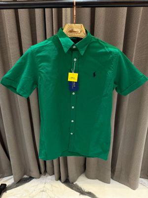 SALE Ralph_Lauren Chest Logo Half Sleeves Shirt Tango Green