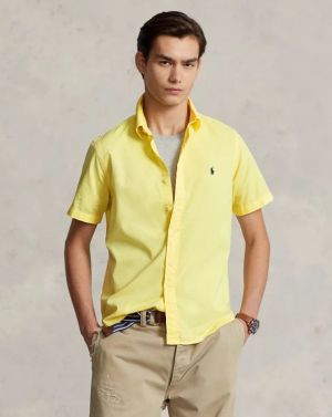 SALE Ralph_Lauren Chest Logo Half Sleeves Shirt Yellow